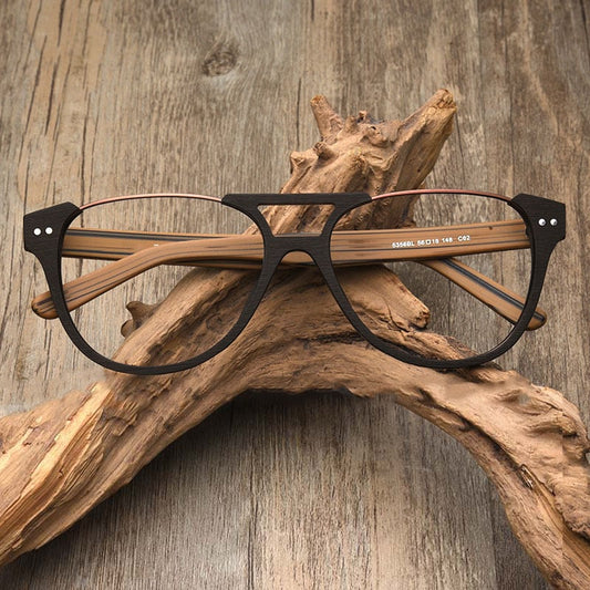 Fashionable Wood Metal Round Glasses【BJ0511】