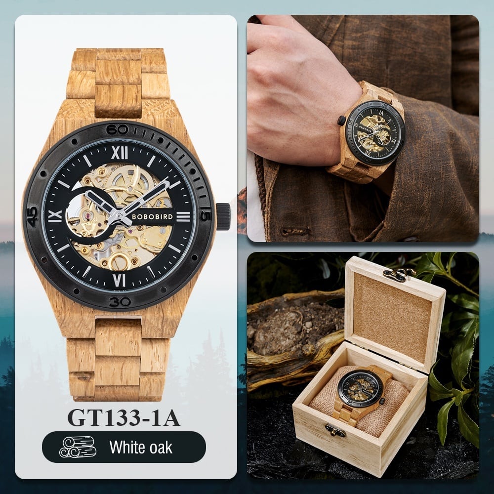 Wooden Hollow Automatic Mechanical Watch【BJ0546】