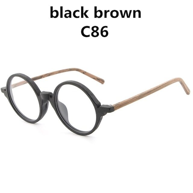Wood grain ”MARU” megane（木目の丸メガネ）【BJ0012】