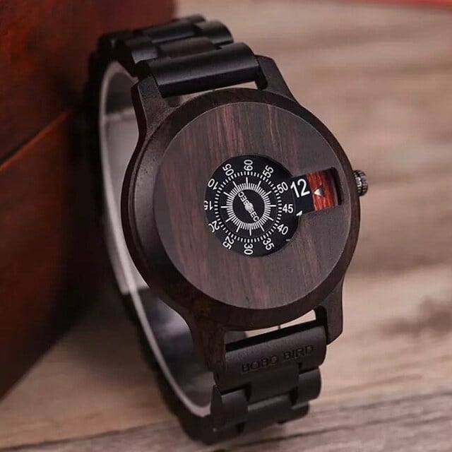 [3atm] Wooden watch - Number Spin【BJ0124】