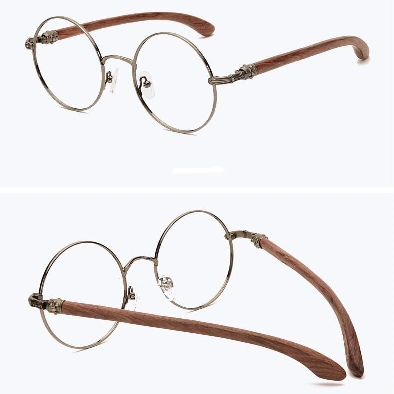 Wooden temple "MARU" Megane（木製テンプルの丸メガネ）【BJ0197】