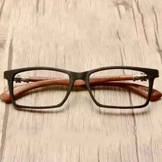 Wooden Square Clever Glasses（木製テンプルのスクエアメガネ）【BJ0285】