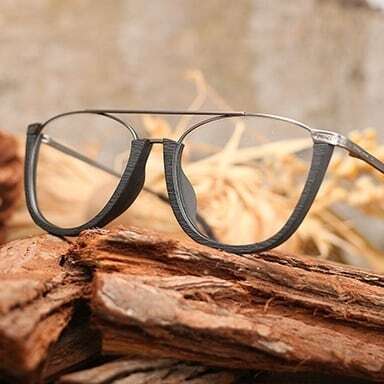 Wood grain glasses - Lower edge × Metal（木目とメタルの下縁メガネ）【BJ0015】
