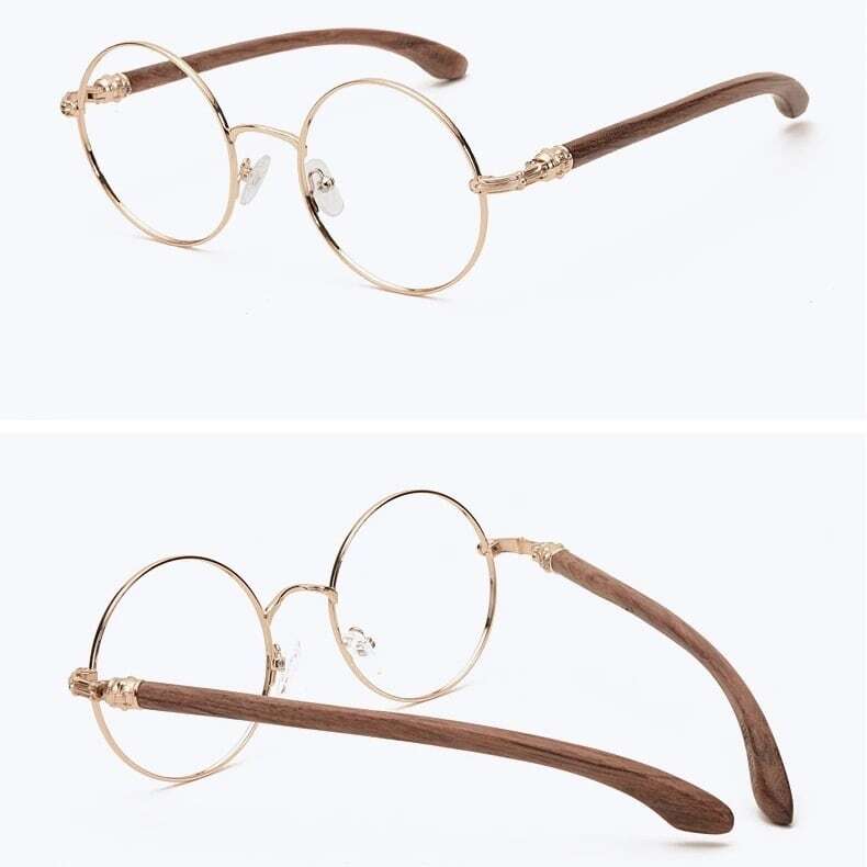 Wooden temple "MARU" Megane（木製テンプルの丸メガネ）【BJ0197】