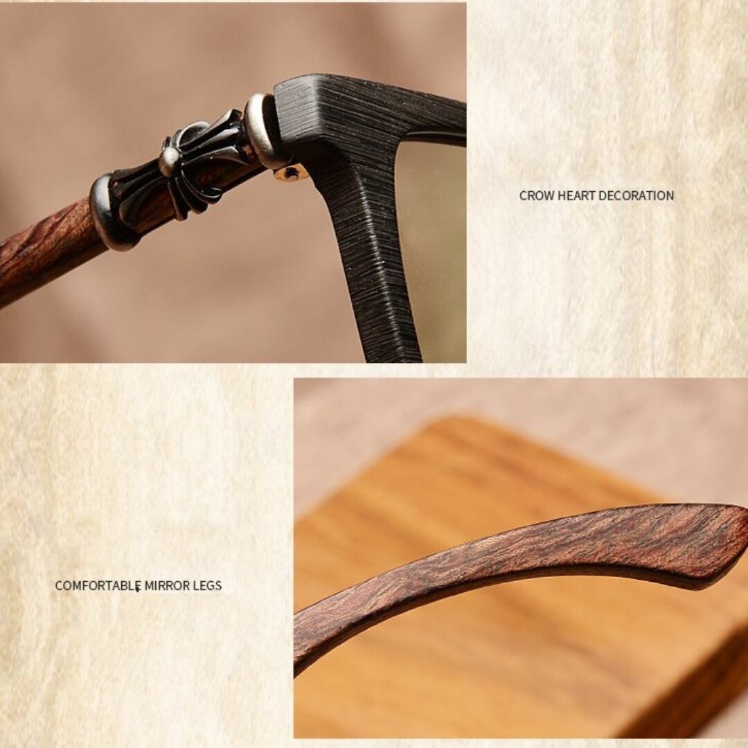Wooden Square Clever Glasses（木製テンプルのスクエアメガネ）【BJ0285】