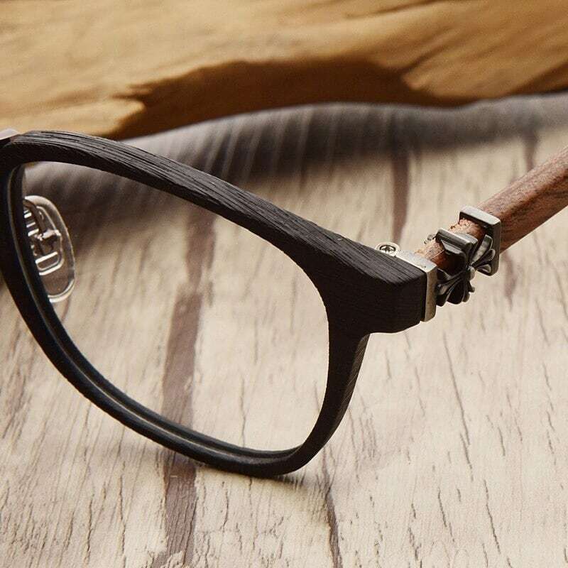 Wooden Frame Wellington Glasses（木製テンプルのウェリントンメガネ）【BJ0284】