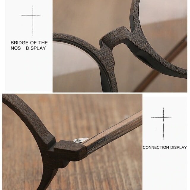 Wood grain ”MARU” megane（木目の丸メガネ）【BJ0012】