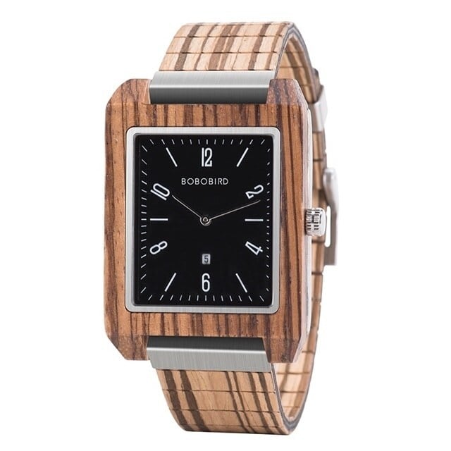 [3atm] Wooden watch - Square Rich【BJ2411】