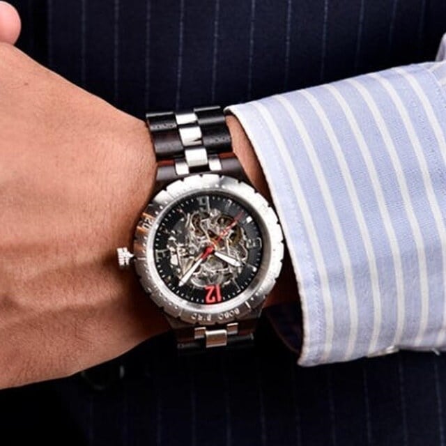[5atm] Wooden mechanical watch - Rich Skeleton【BJ2422】