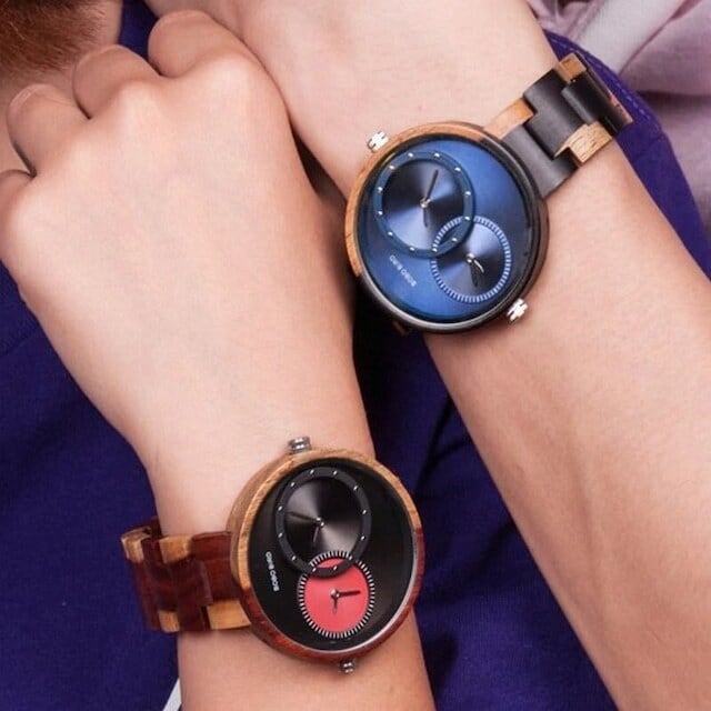 Wooden watch - Dual Twin Circles【BJ2143】