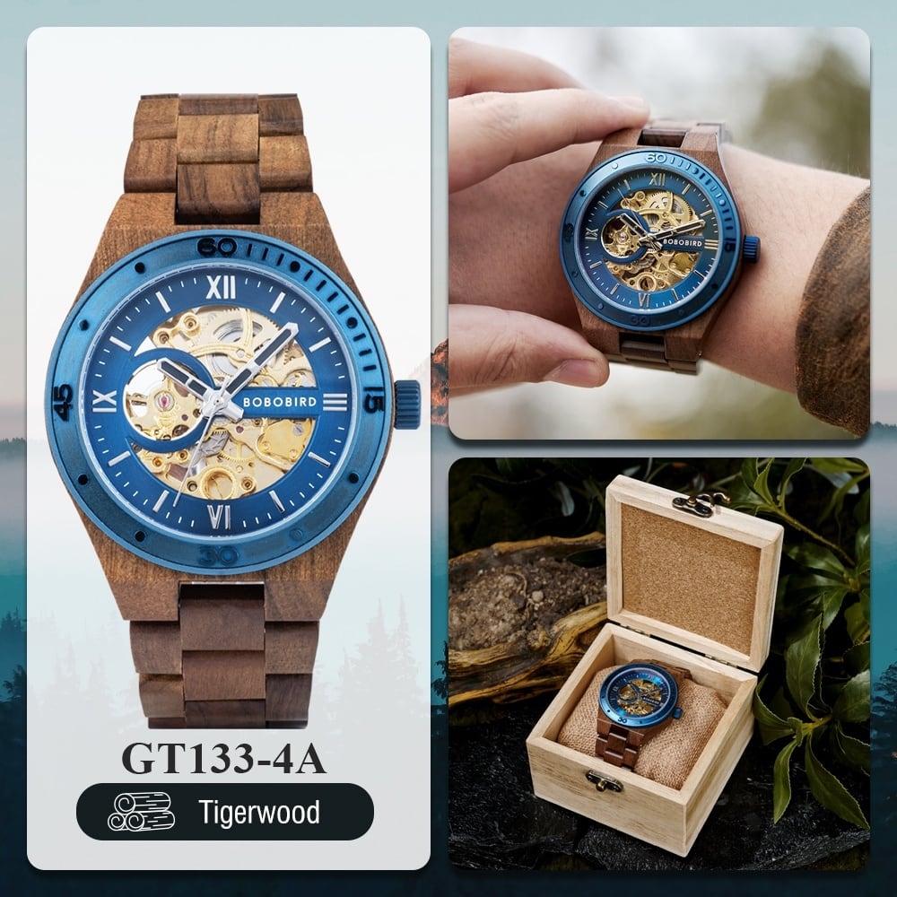 Wooden Hollow Automatic Mechanical Watch【BJ0546】