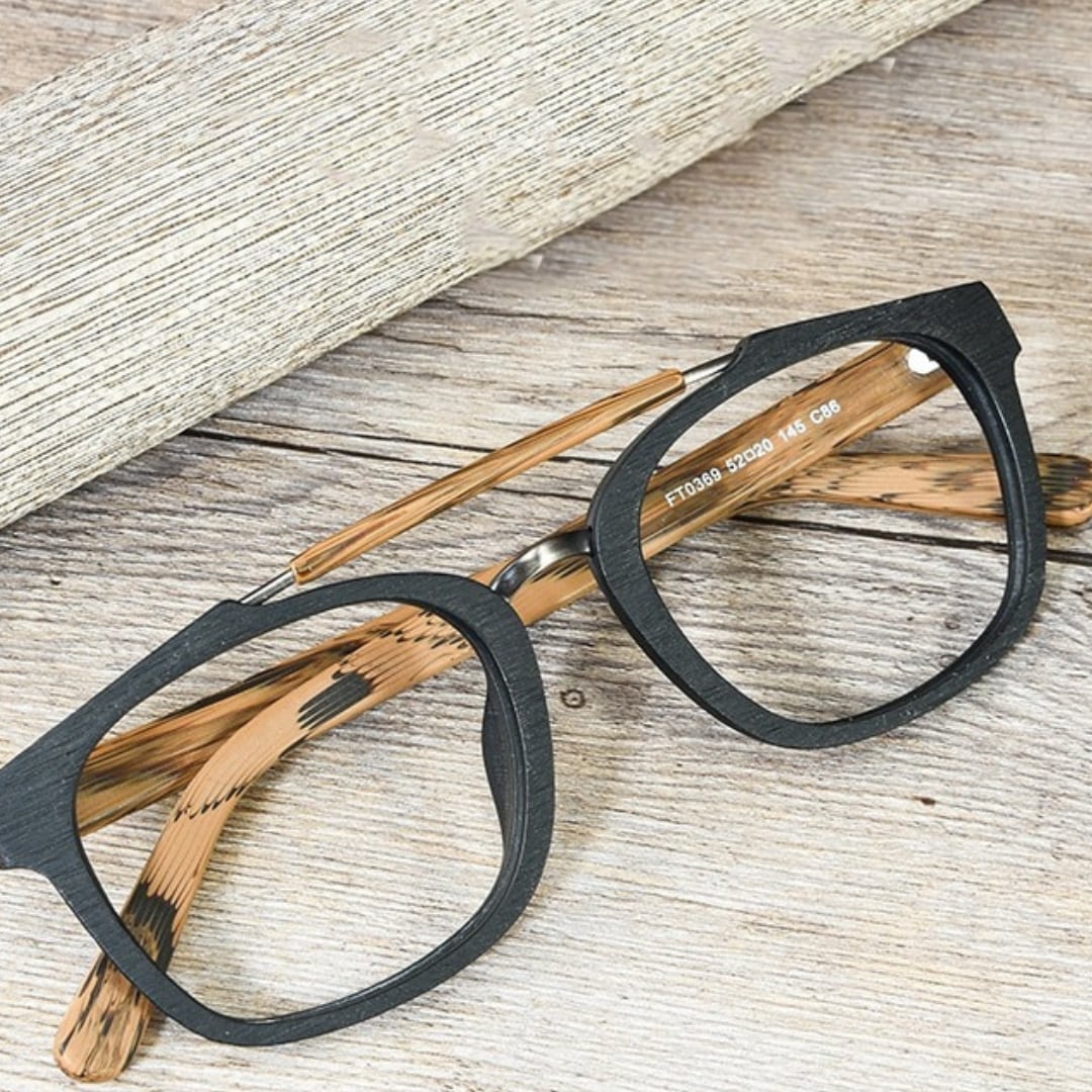 Wood grain Bold Square Glasses【BJ0510】