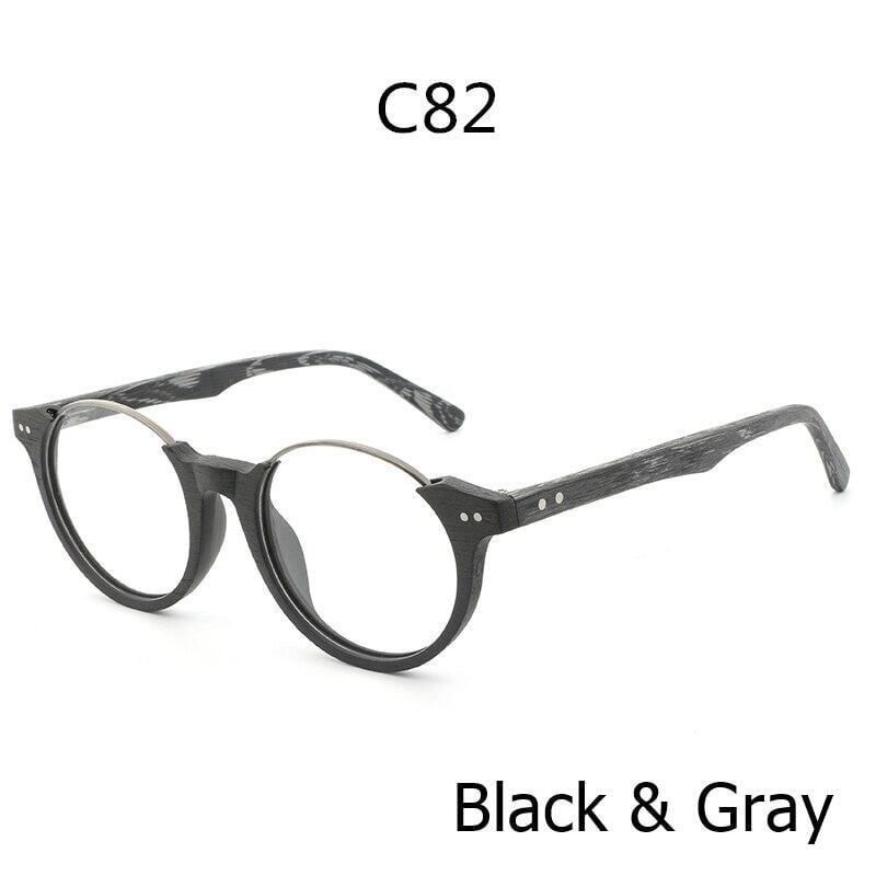 Wood grain glasses - Lower edge（木目の下縁メガネ）【BJ0013】