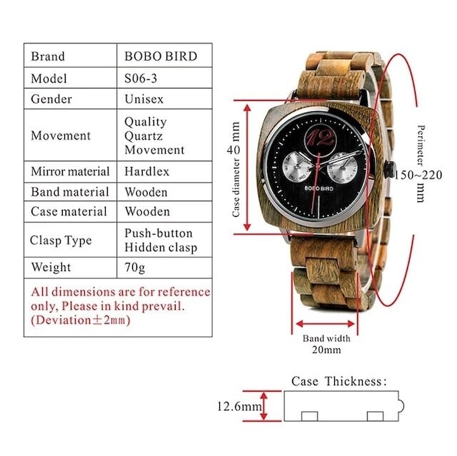 Wooden watch - Twin Silvers【BJ2174】