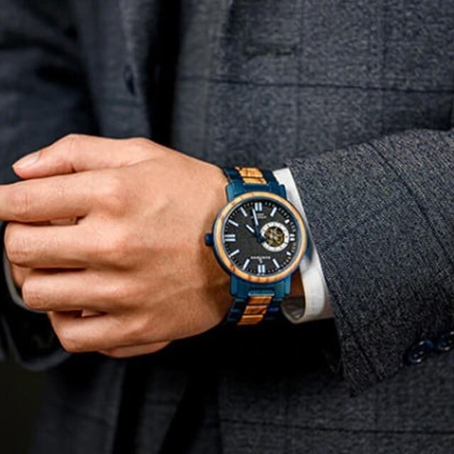 [5atm] Wooden Mechanical Watch - Luxury Blue【BJ2419】