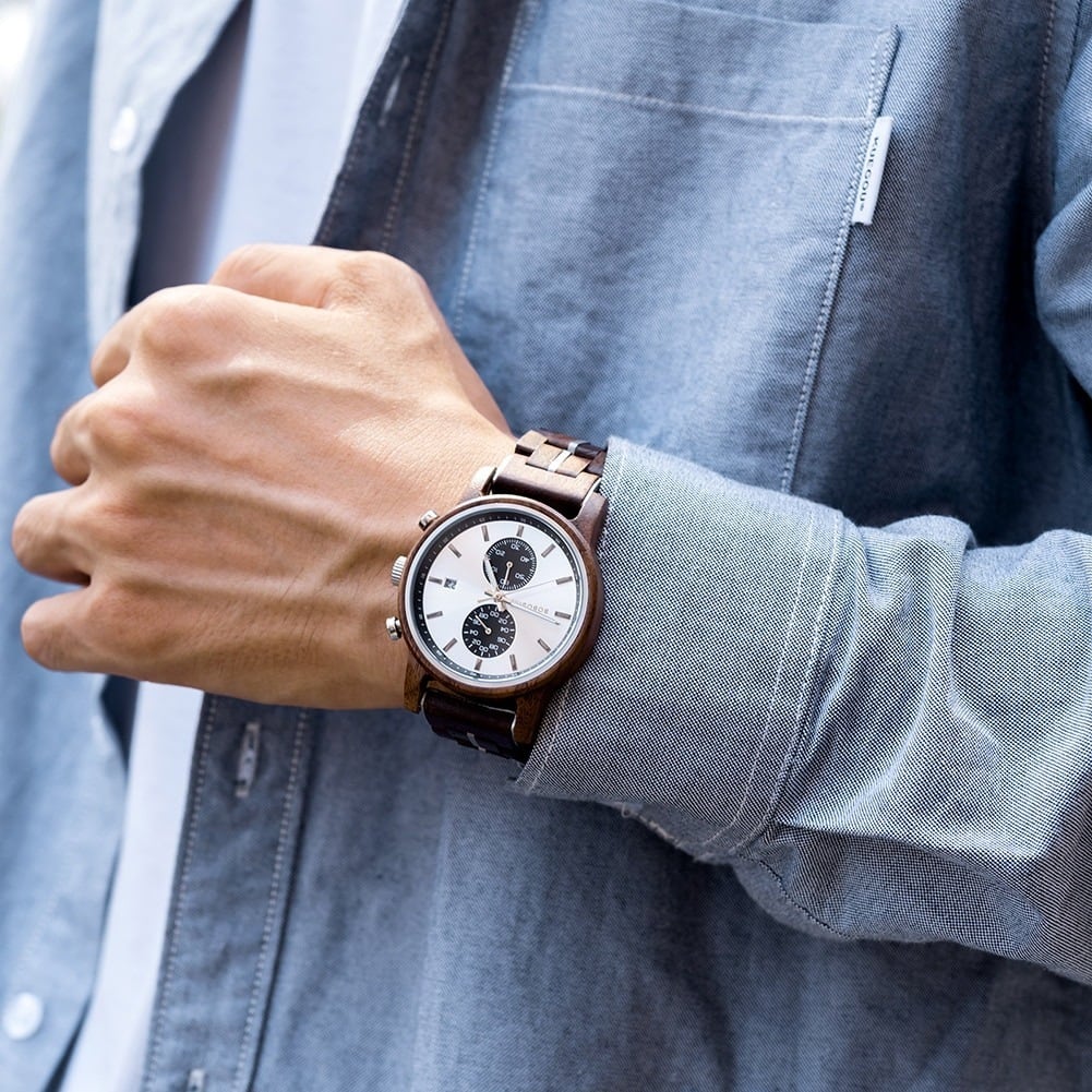 Wood Chronograph Watch With Date Display【BJ0538】