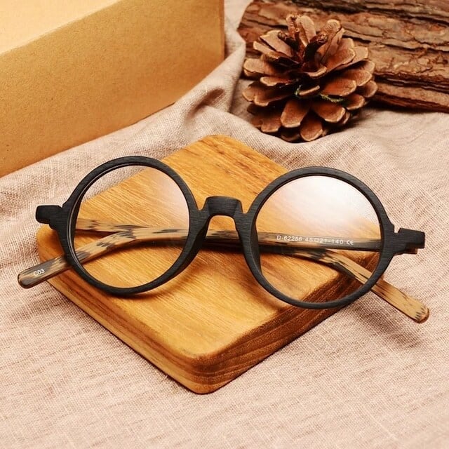 Wood grain ”MARU” megane（木目の丸メガネ）【BJ0012】