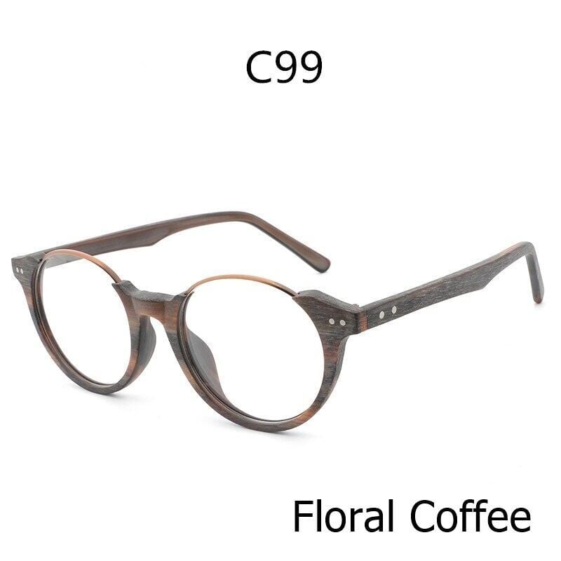 Wood grain glasses - Lower edge（木目の下縁メガネ）【BJ0013】