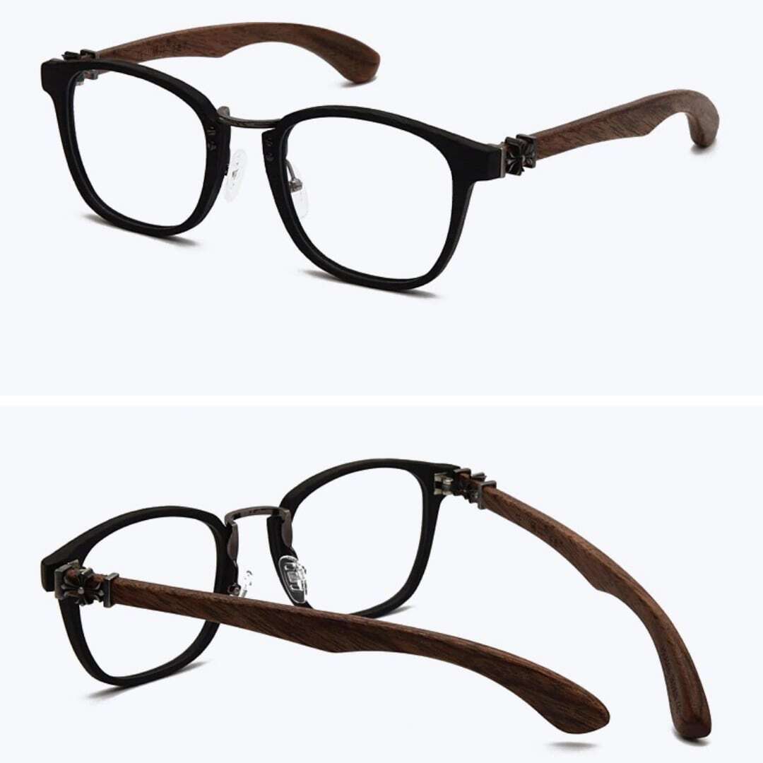 Wooden Frame Wellington Glasses（木製テンプルのウェリントンメガネ）【BJ0284】
