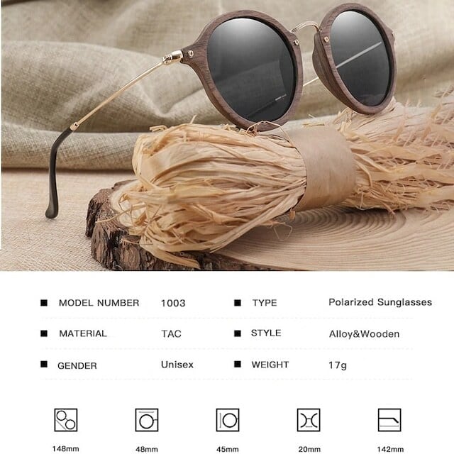 Wooden ring sunglasses - Metal Temple【BJ0193】