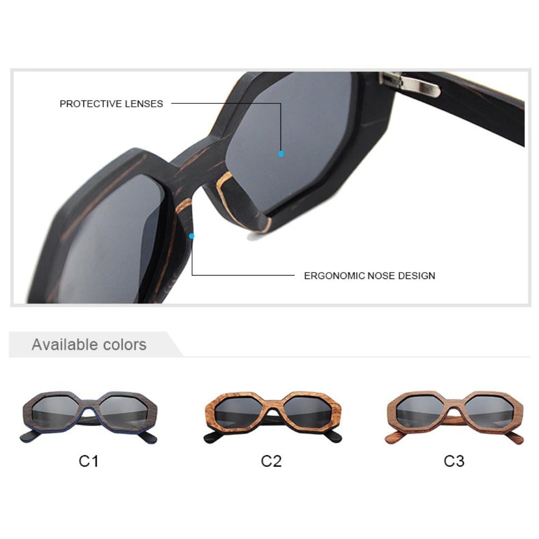 Wood Irregular Octagon Frame Sunglasses【BJ0521】