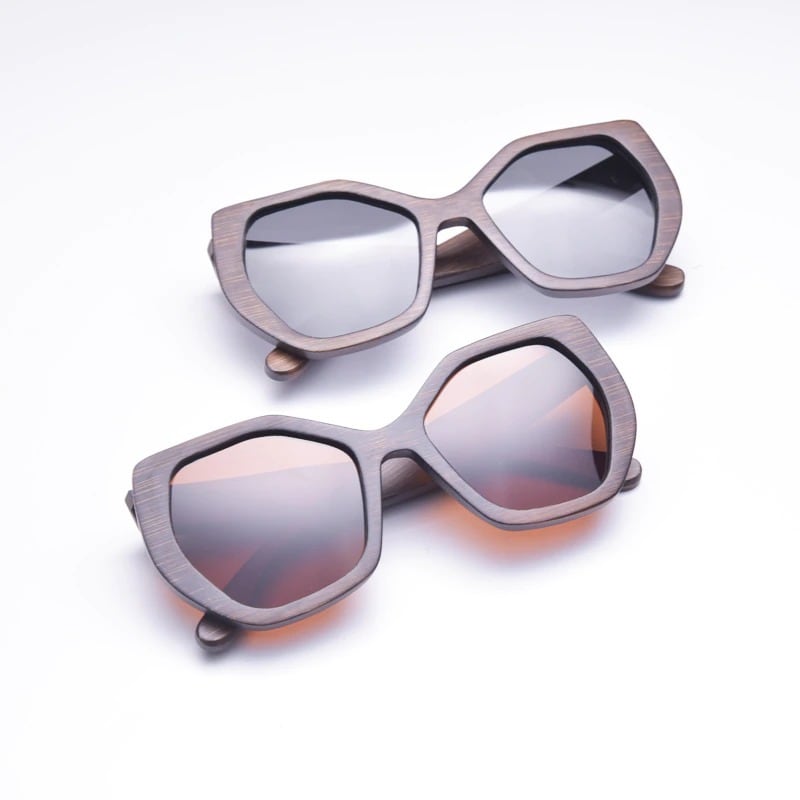 Wood Hexagonal Frame Sunglasses【BJ0529】