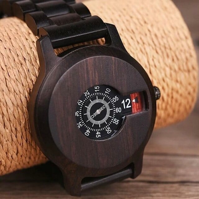 [3atm] Wooden watch - Number Spin【BJ0124】