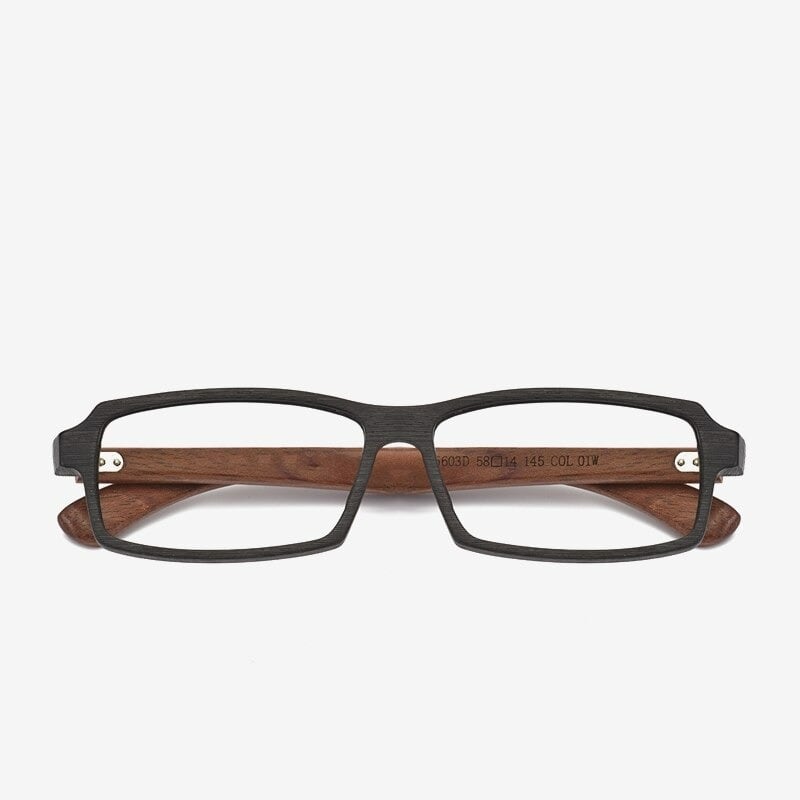 Wooden Square Plain Glasses（木製テンプルのスクエアメガネ）【BJ0003】