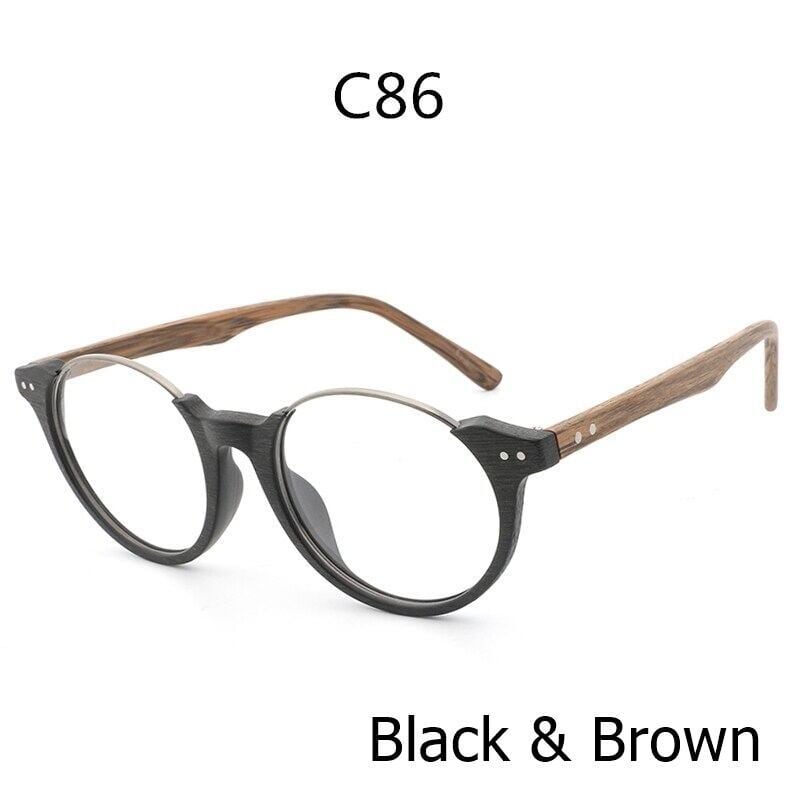 Wood grain glasses - Lower edge（木目の下縁メガネ）【BJ0013】