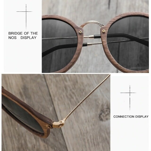 Wooden ring sunglasses - Metal Temple【BJ0193】