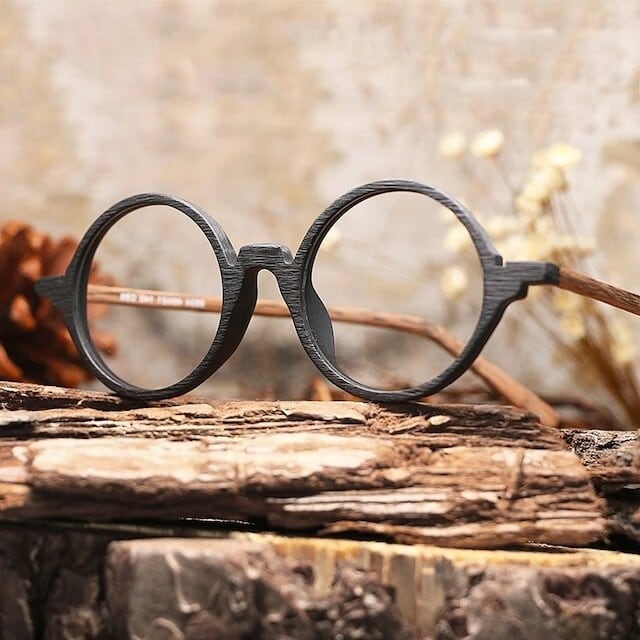Wood grain ”MARU” megane（木目の丸メガネ）【BJ0012】