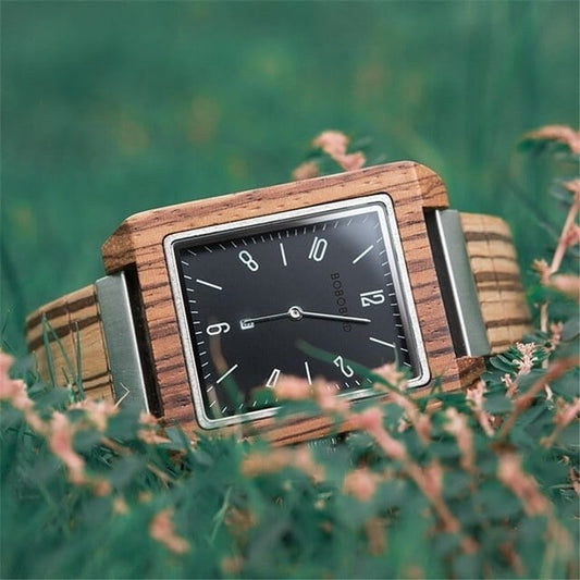 [3atm] Wooden watch - Square Rich【BJ2411】