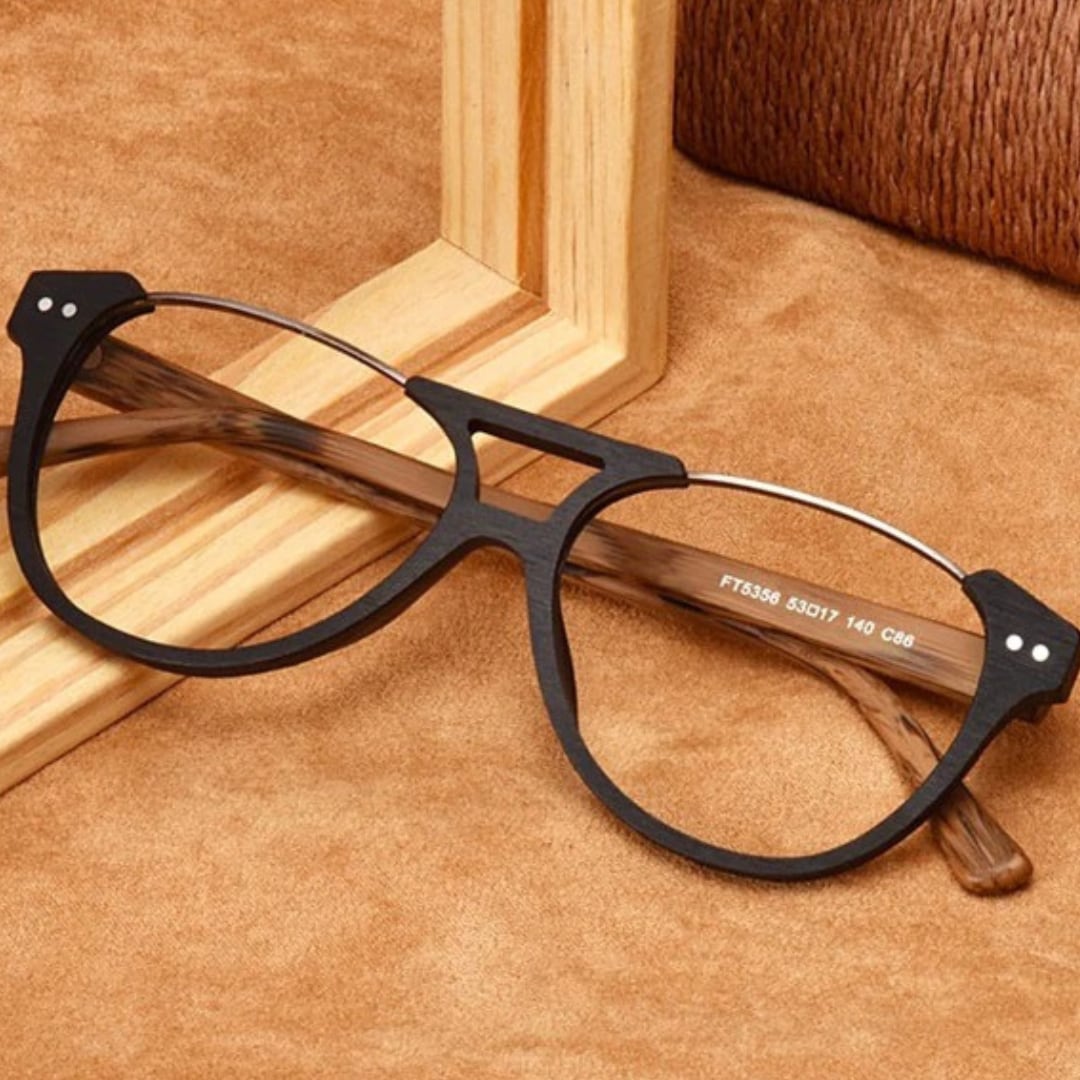 Fashionable Wood Metal Round Glasses【BJ0511】