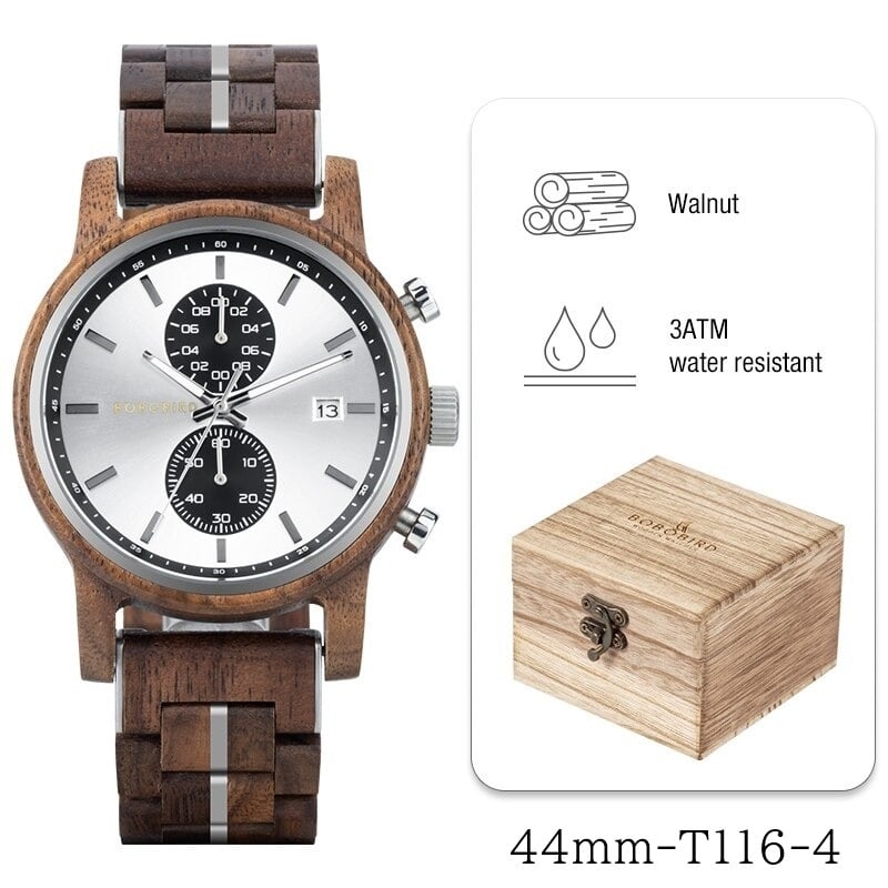 Wood Chronograph Watch With Date Display【BJ0538】