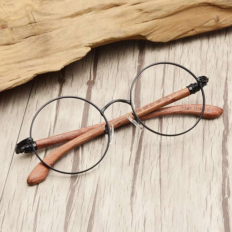 Wooden temple "MARU" Megane（木製テンプルの丸メガネ）【BJ0197】