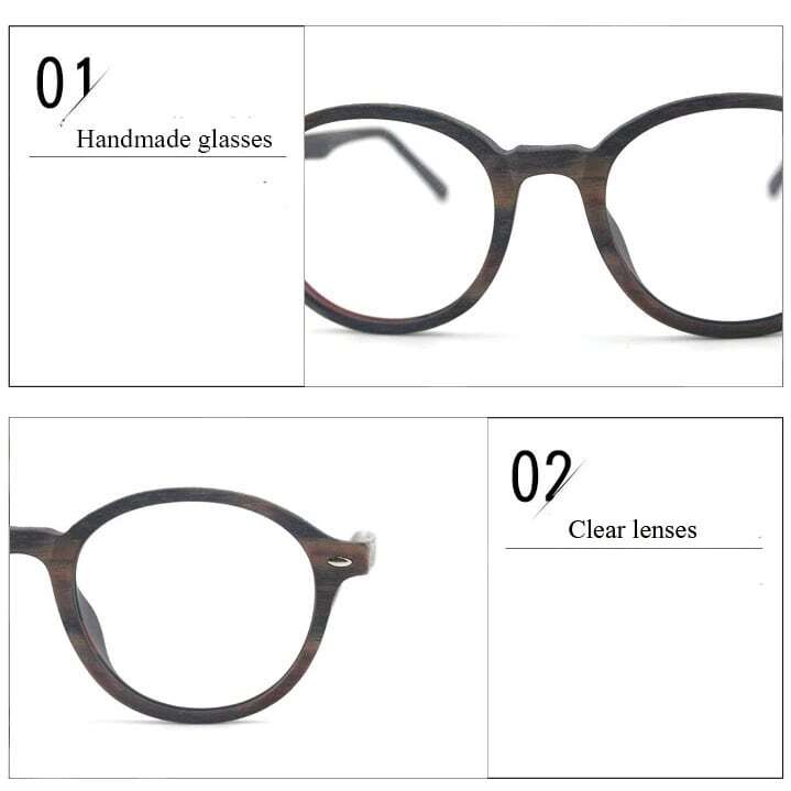 Wood grain glasses - Boston（木目のボストンメガネ）【BJ0129】