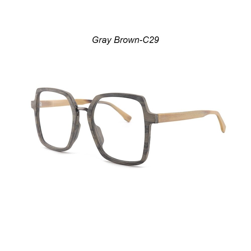 Wood Oversized Unique Design Square Glasses【BJ0530】