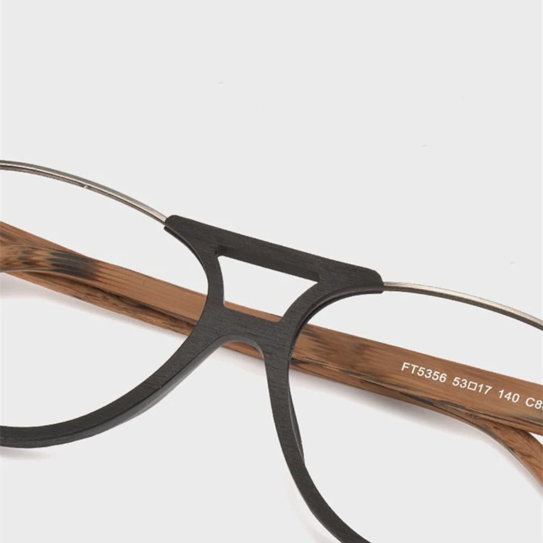 Fashionable Wood Metal Round Glasses【BJ0511】