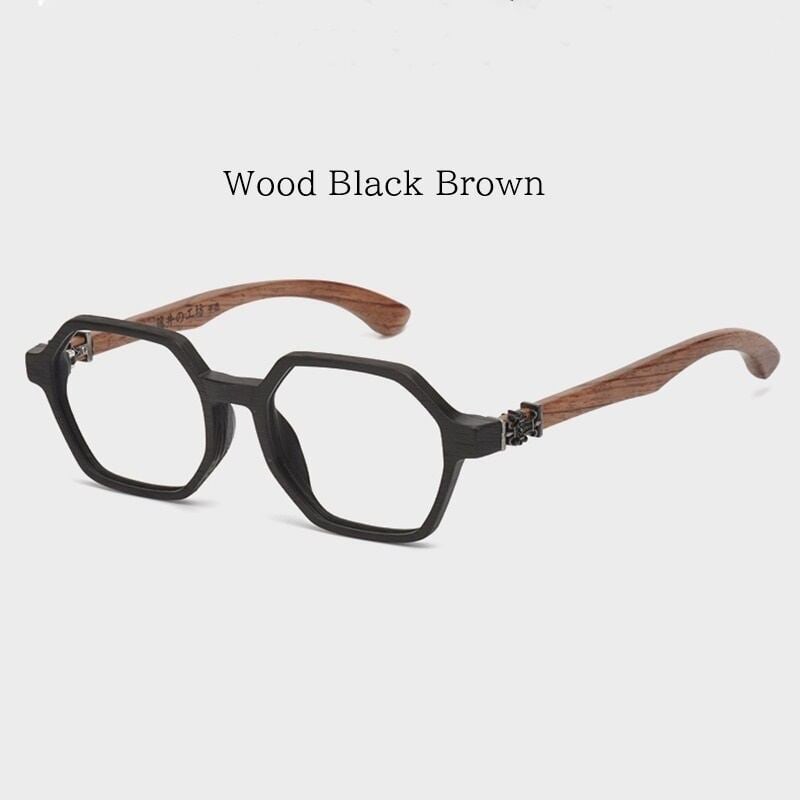 Wooden temple glasses - Logo Square【BJ2575】