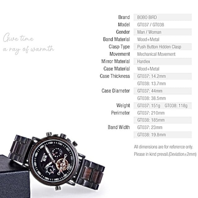 [3atm] Wooden mechanical watch - Couple【BJ0121】