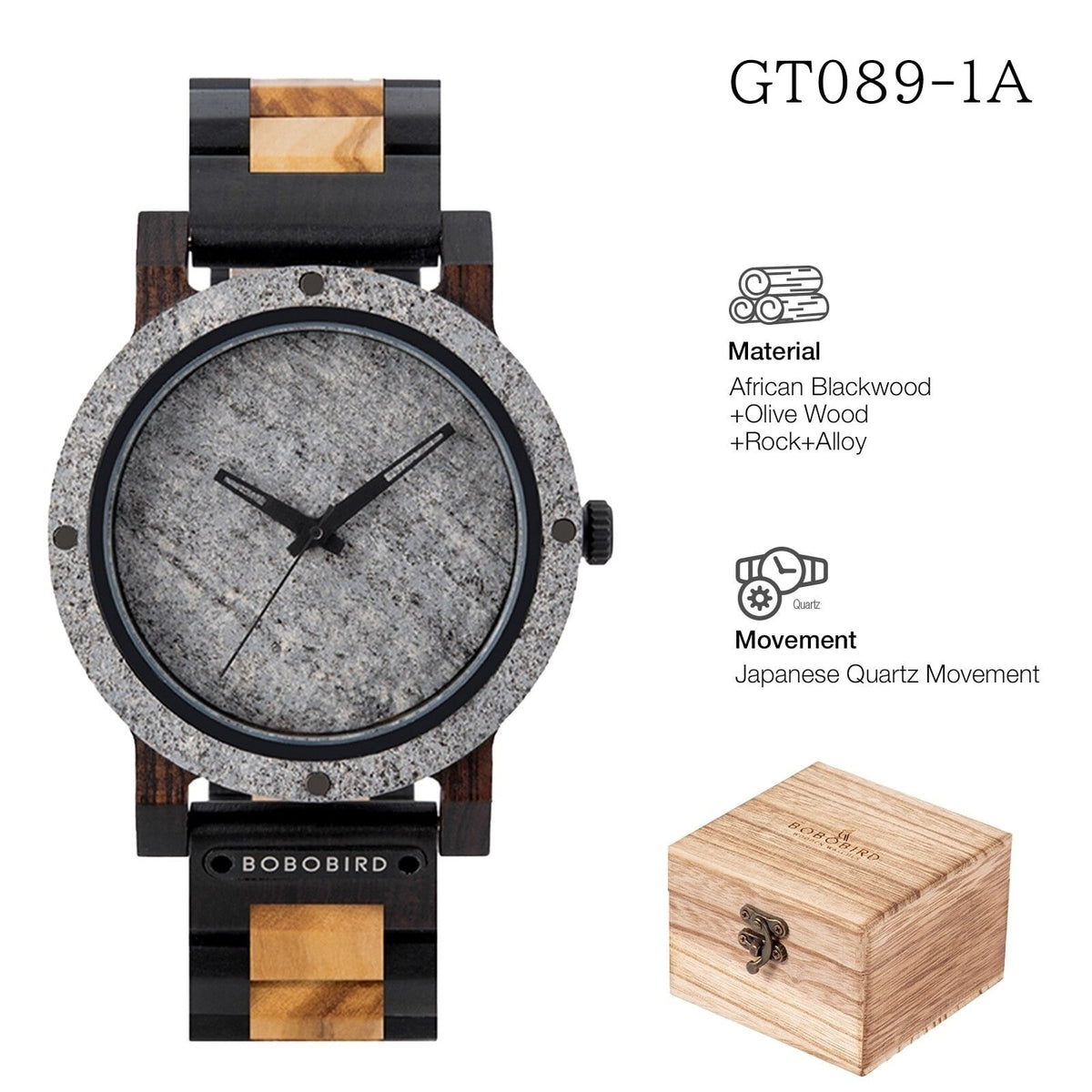 Wood And Rock Quartz Watch【BJ0551】