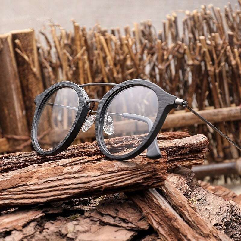 Wood grain glasses - Boston × Metal（木目とメタルのボストンメガネ）【BJ0132】