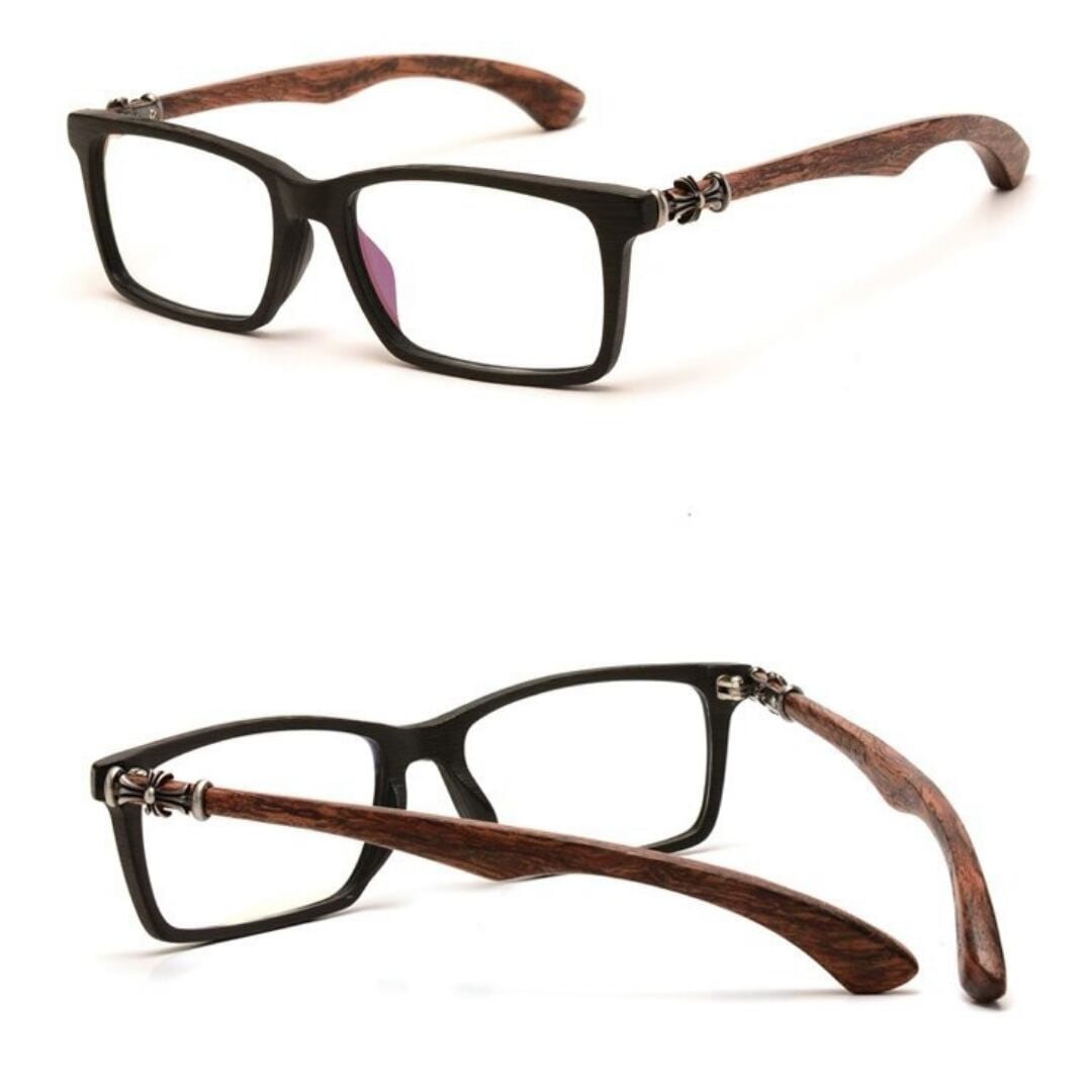 Wooden Square Clever Glasses（木製テンプルのスクエアメガネ）【BJ0285】