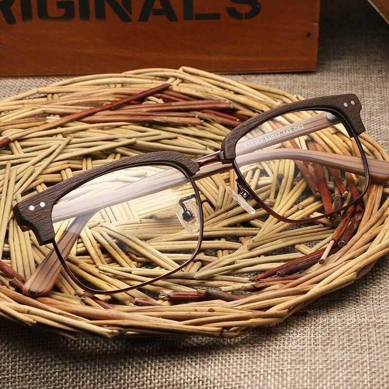 Wood grain Upper Edge Glasses【BJ0516】