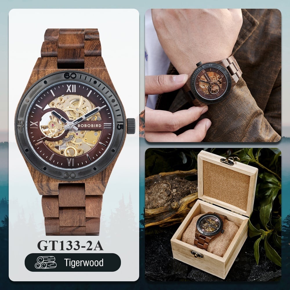 Wooden Hollow Automatic Mechanical Watch【BJ0546】