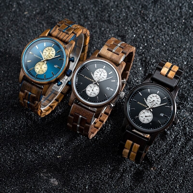 Wood Chronograph Watch With Date Display【BJ0538】