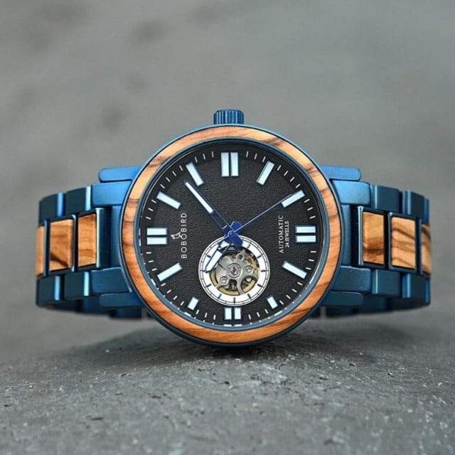 [5atm] Wooden Mechanical Watch - Luxury Blue【BJ2419】