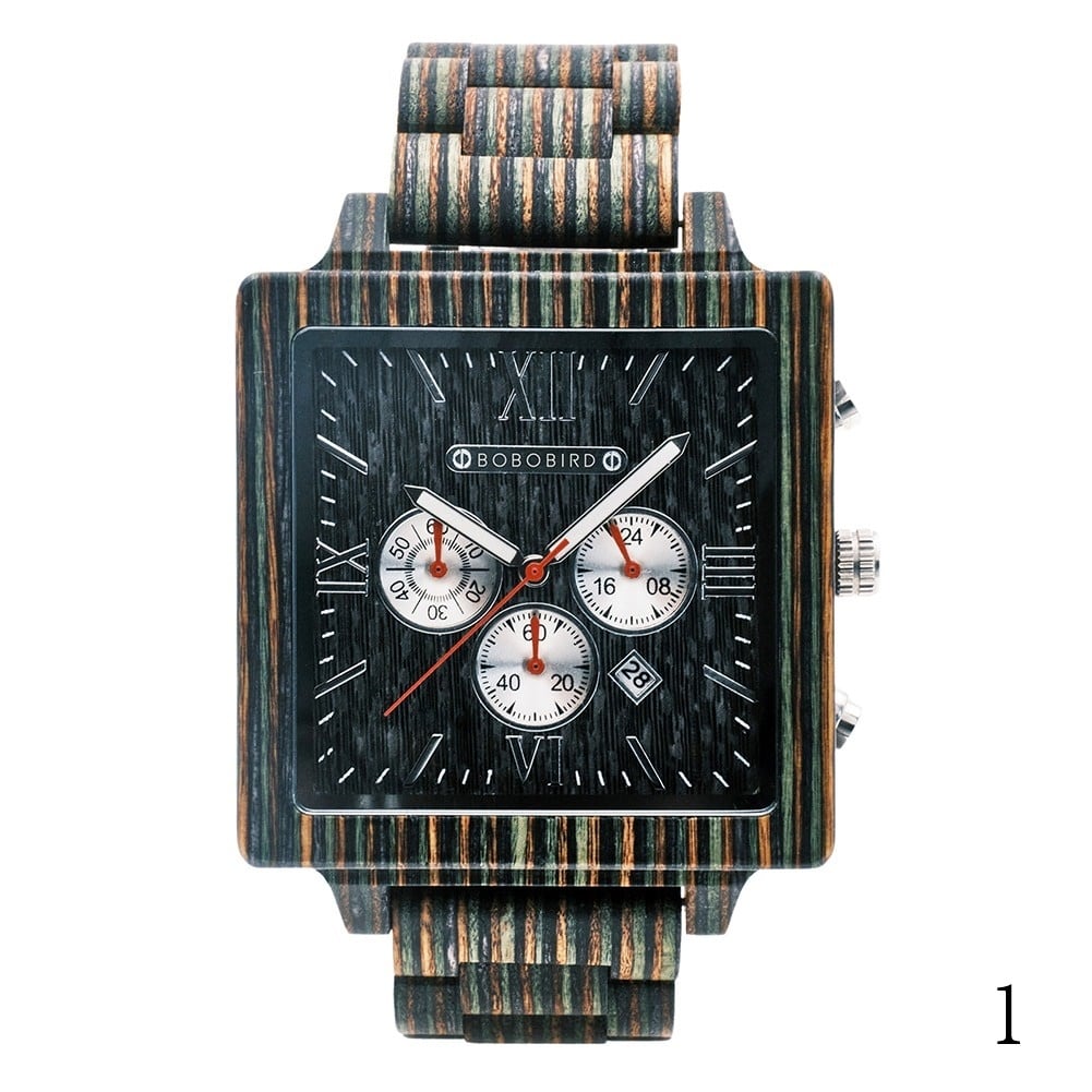 Dyed Wood Square Quartz Watch【BJ0554】