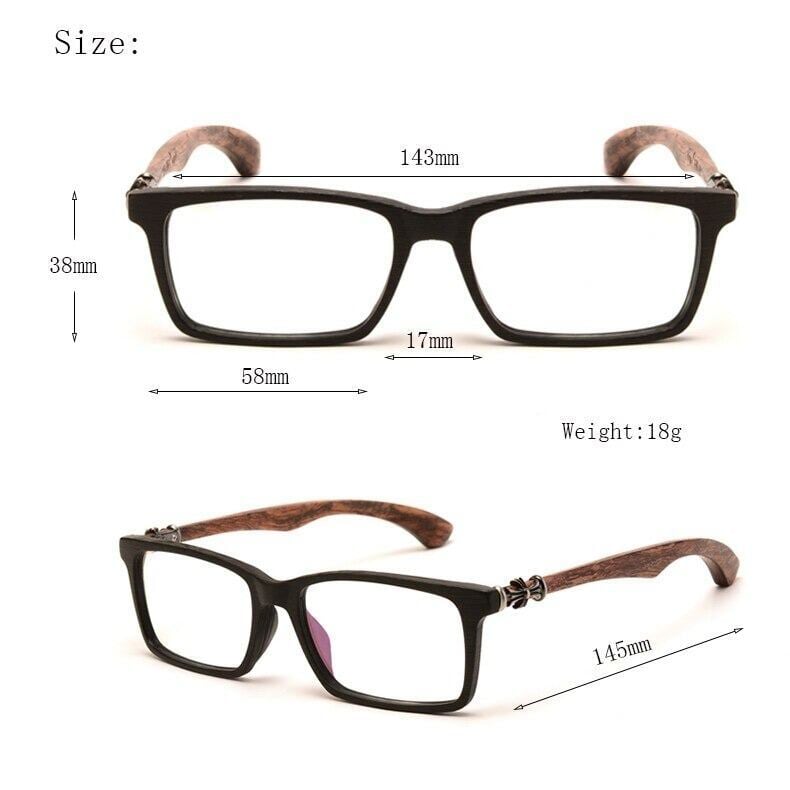 Wooden Square Clever Glasses（木製テンプルのスクエアメガネ）【BJ0285】