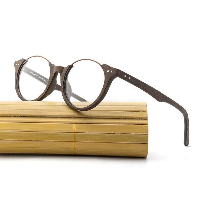 Wood grain glasses - Lower edge（木目の下縁メガネ）【BJ0013】